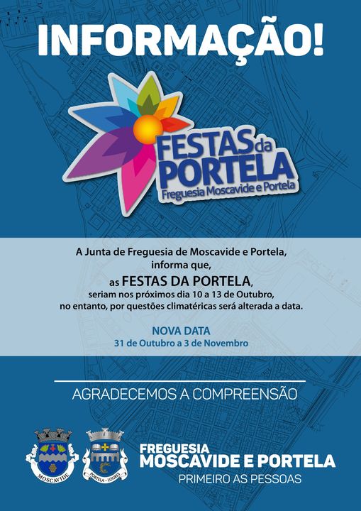 INFORMAÇÃO – FESTAS DA PORTELA | NOVA DATA